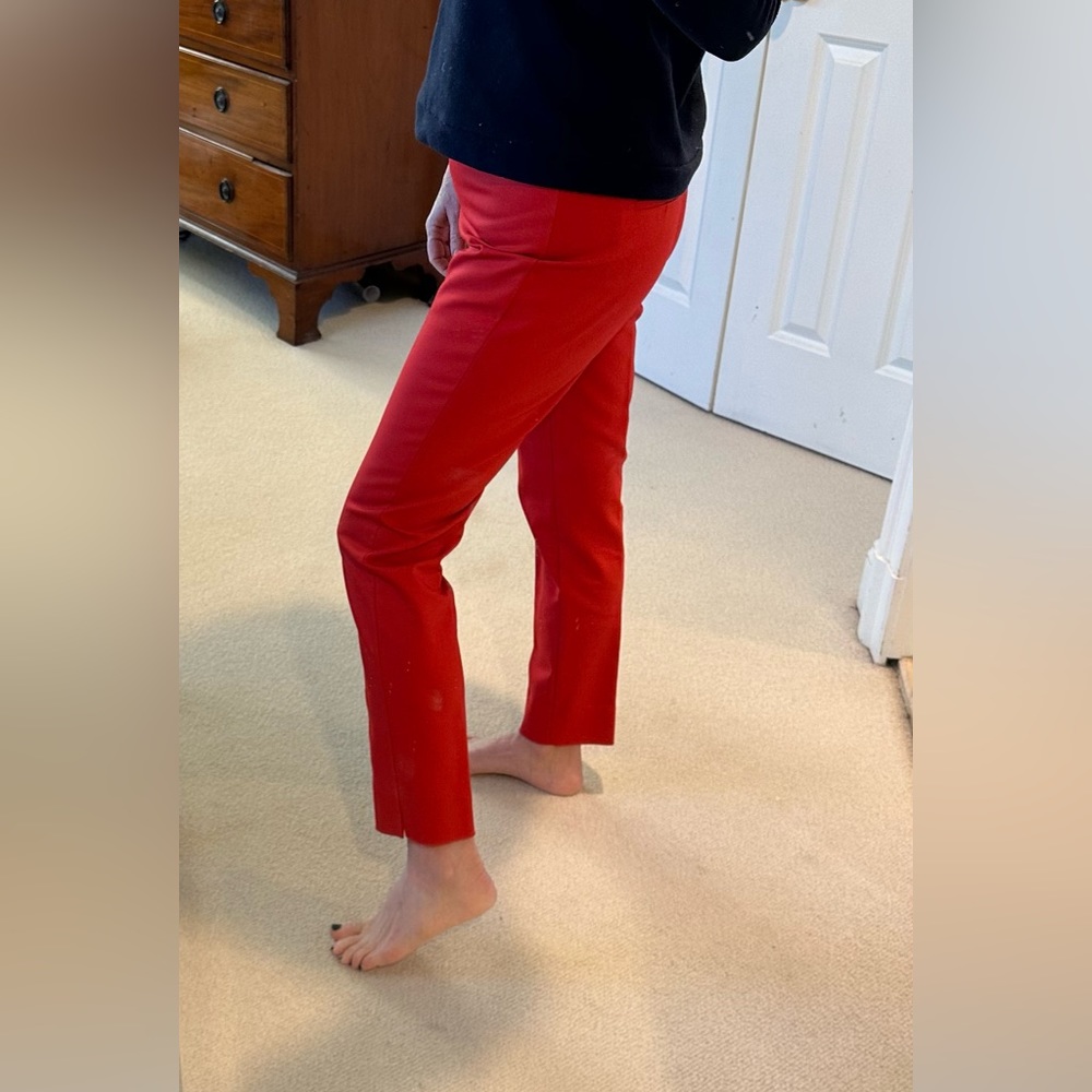 Red cropped stretchy cotton pantS